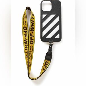 Off-White Black and White Phone Case with Yellow Strap